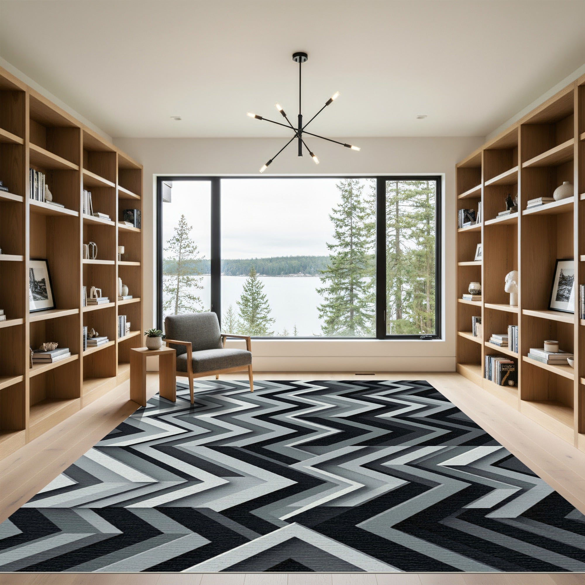 Monochromatic Chevron Layered Abstract Rug