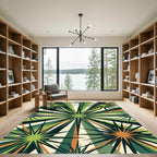 Green Sunburst Starburst Rays Rug