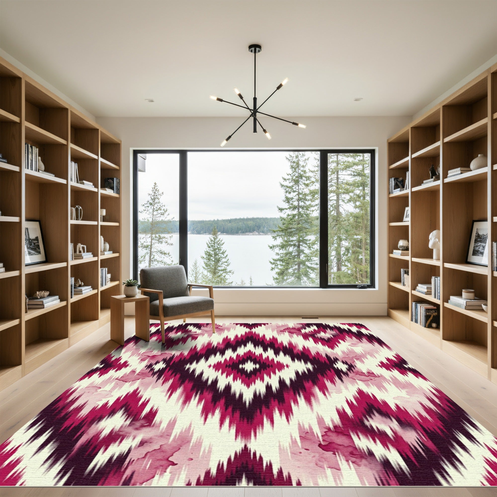 Deep Burgundy Jagged Diamond Wash Rug