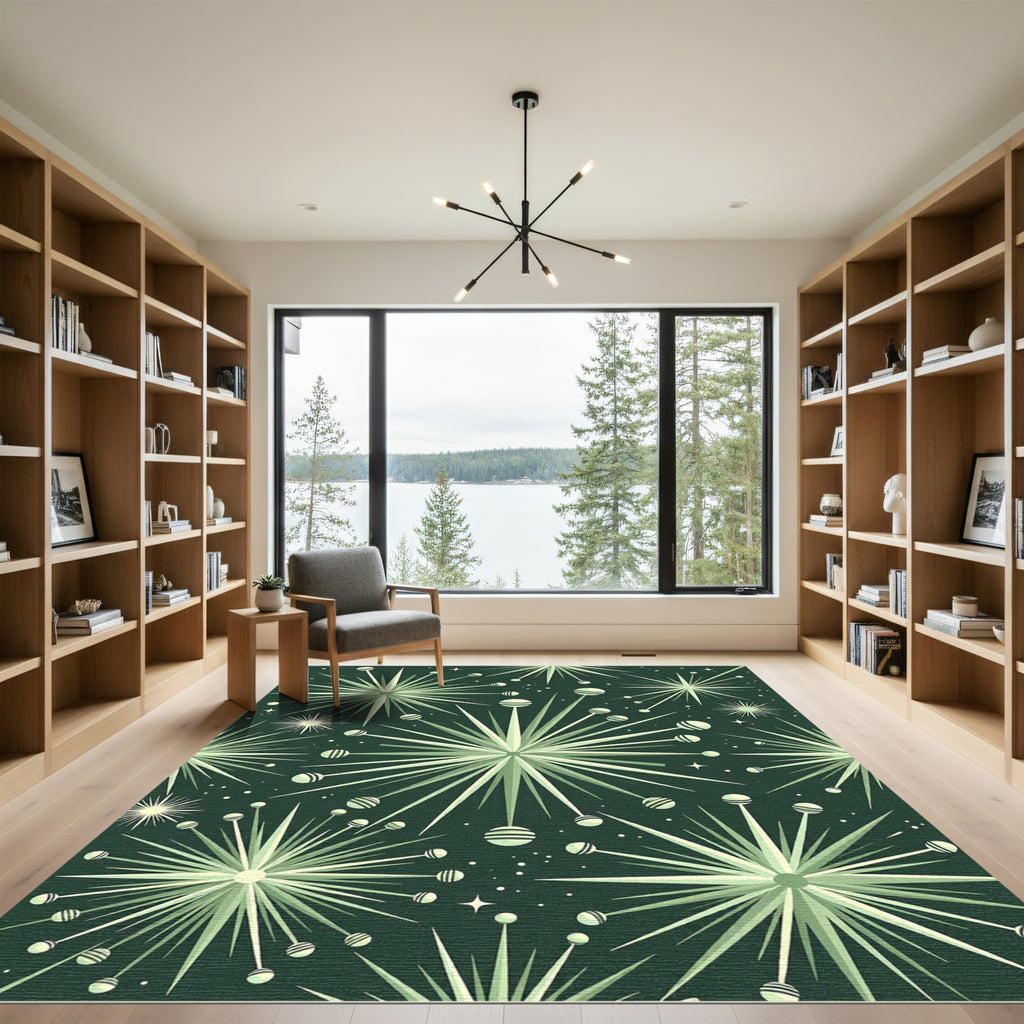 Green Whimsical Starburst Burst Rug