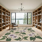 Elegant Lilac Starburst Vine Cream Rug
