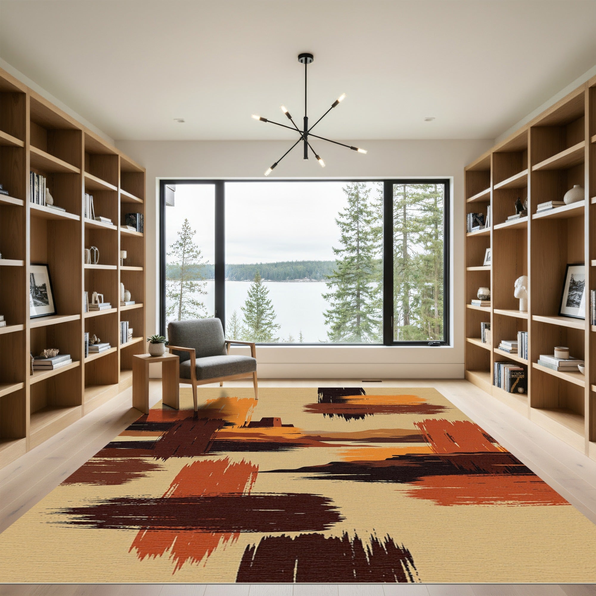 Earthy Tones Desert Landscape Brushstrokes Rug