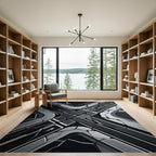 Modern Monochromatic Geometric Intersecting Roadway Rug