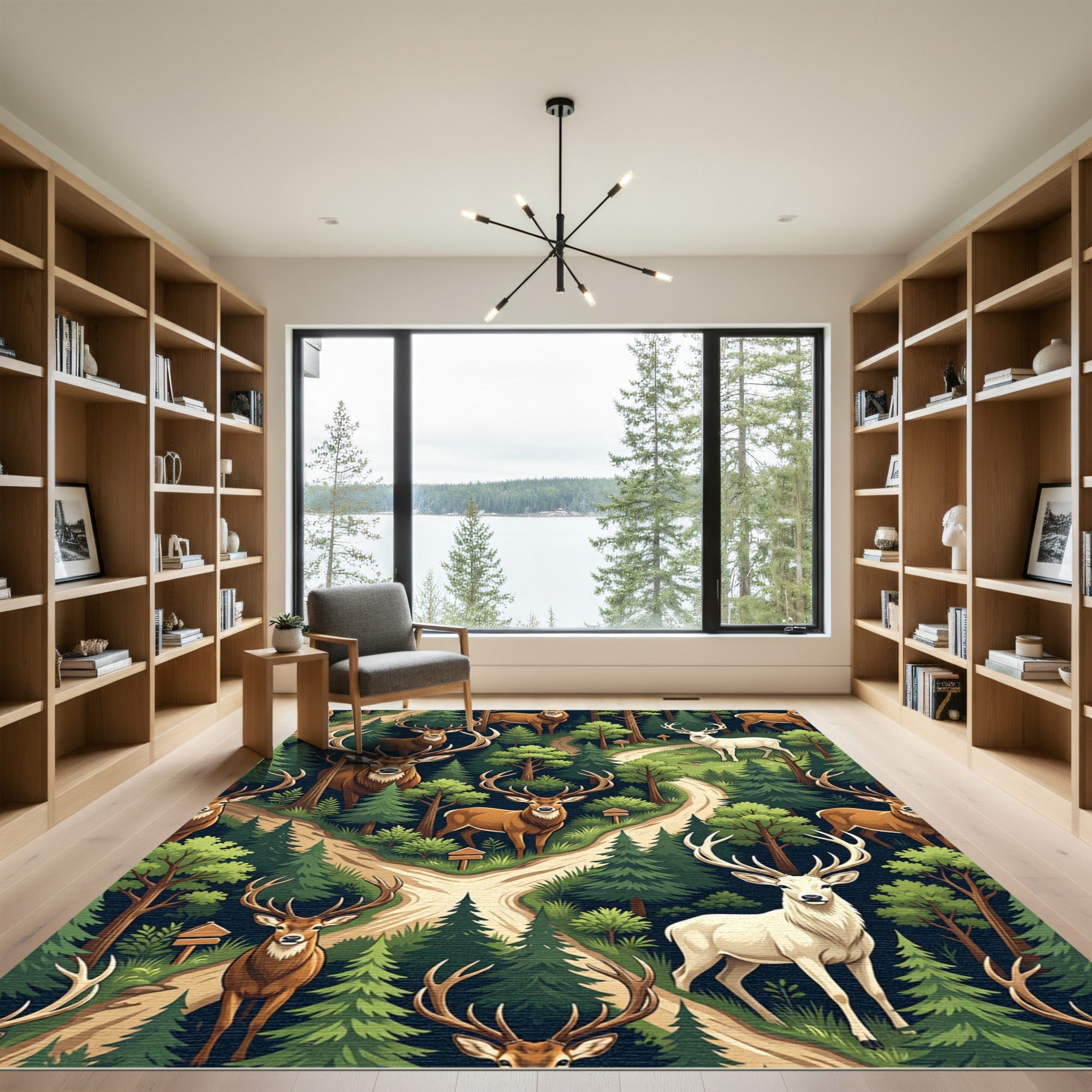 Majestic Forest Stag Wildlife Woodland Art Rug