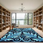 Frosty Blue Acanthus Scrollwork Rug
