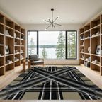 Sophisticated Gray and Black Plaid Geometric Rug