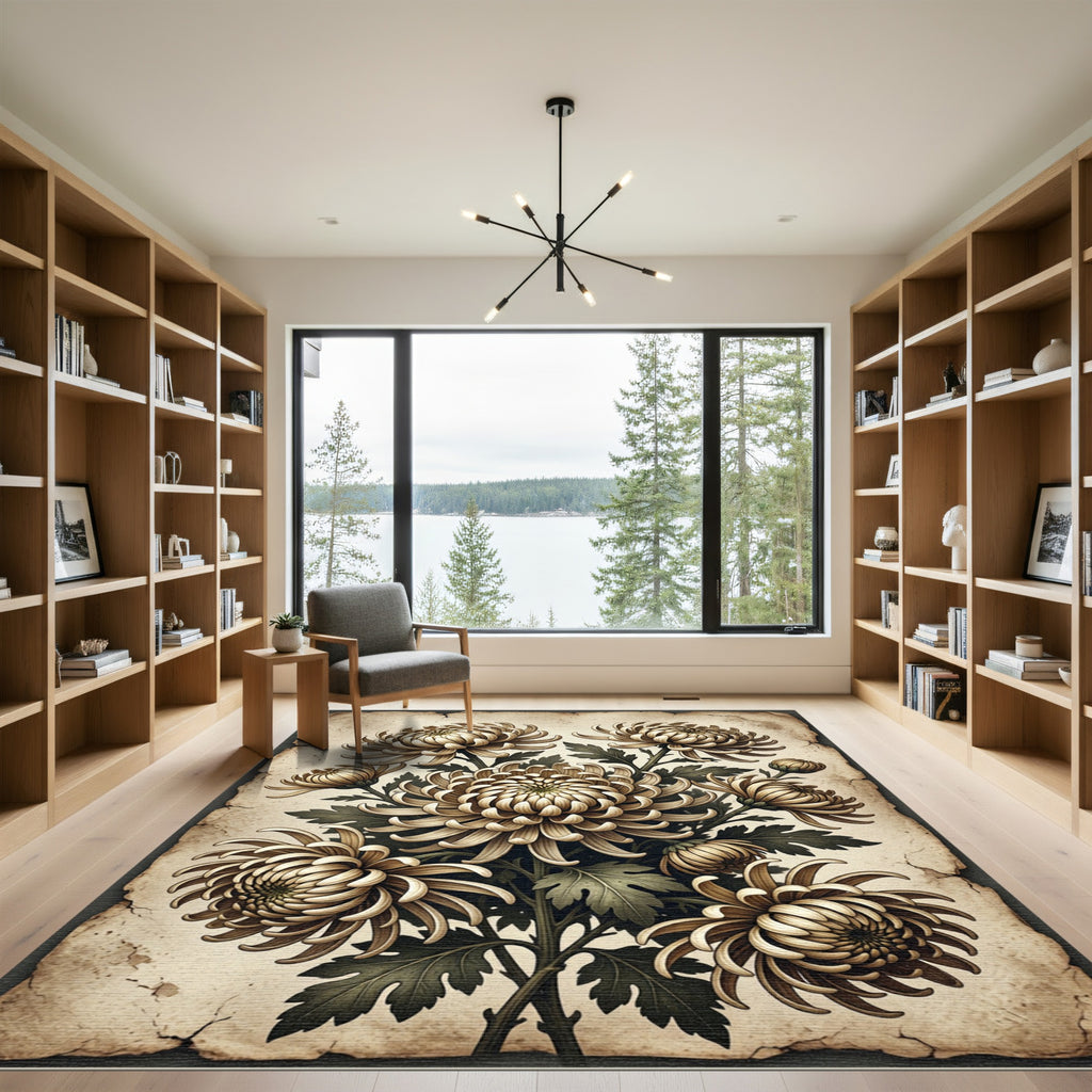 Golden Chrysanthemum Bush Arrangement Rug