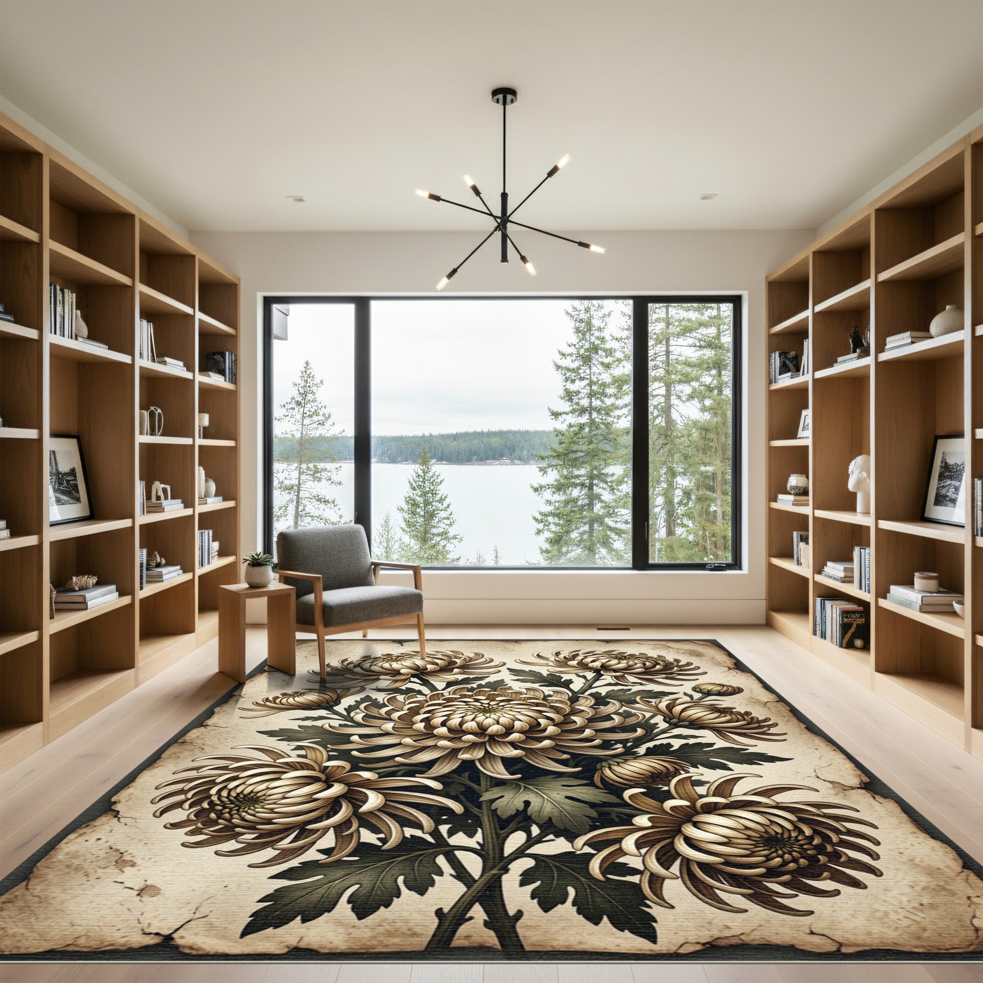 Golden Chrysanthemum Bush Arrangement Rug