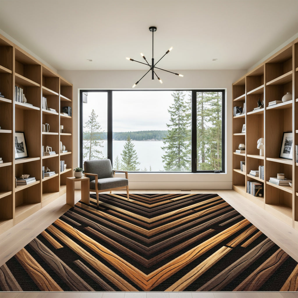 Wooden Chevron Stripe Grain Rug
