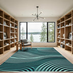 Aqua Swirl Ribbed Wave Rug
