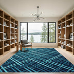 Deep Teal Interlocking Grid Rug
