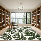Green Herb Botanical Sprig Collage Rug