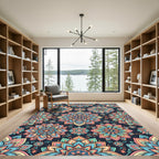 Vibrant Pastel Lotus Floral Mandala Rug