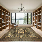 Golden Acanthus Leaf Medallion Gilded Rose Rug