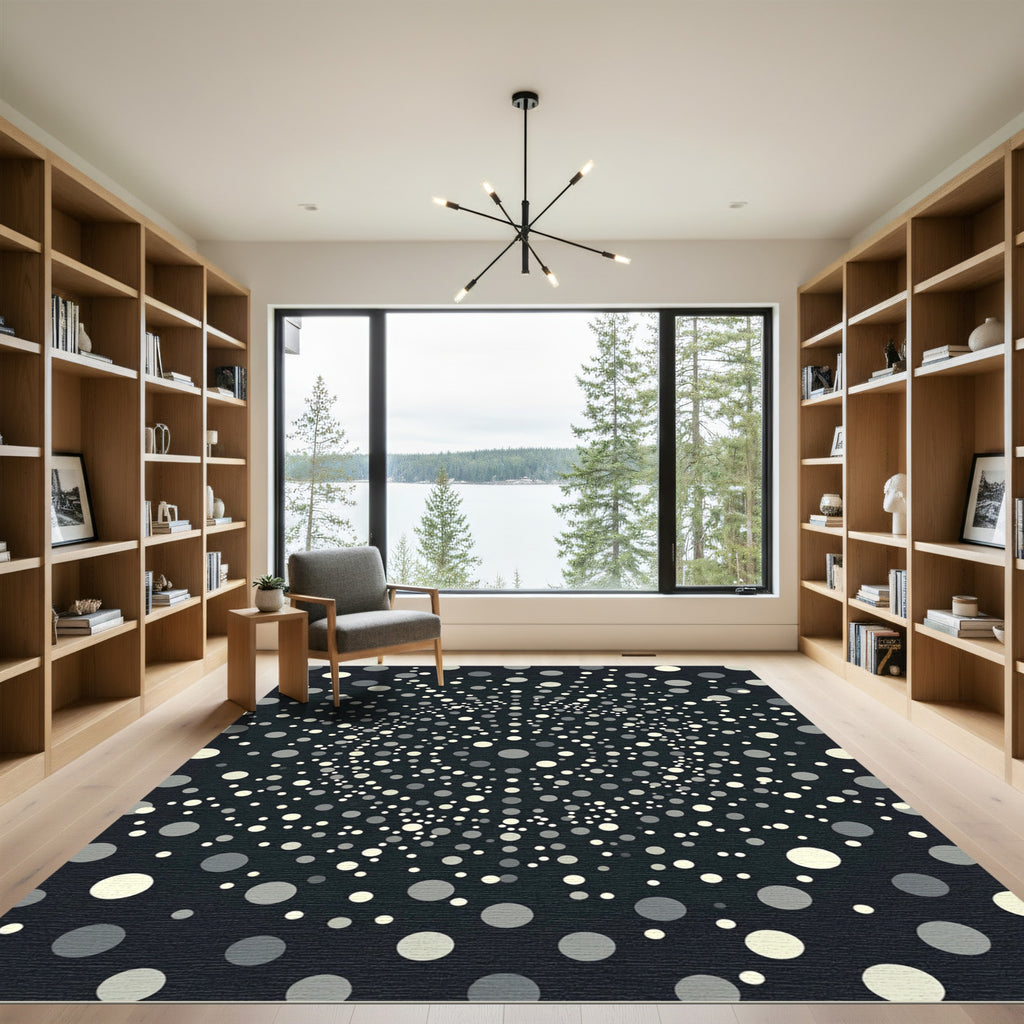 Modern Geometric Polka Dot Spiral Rug