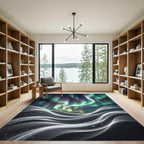 Ethereal Aurora Northern Lights Abstract Wave Rug