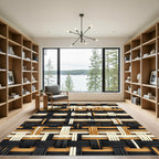 Black Cream and Ochre Woven Weave Rug