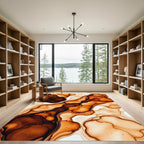Fluid Umber Abstract Ink Swirl Rug