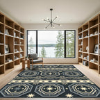 Celestial Geometric Octagon Navy Cream Rug