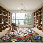 Vintage Wildflower Meadow Botanical Art Rug