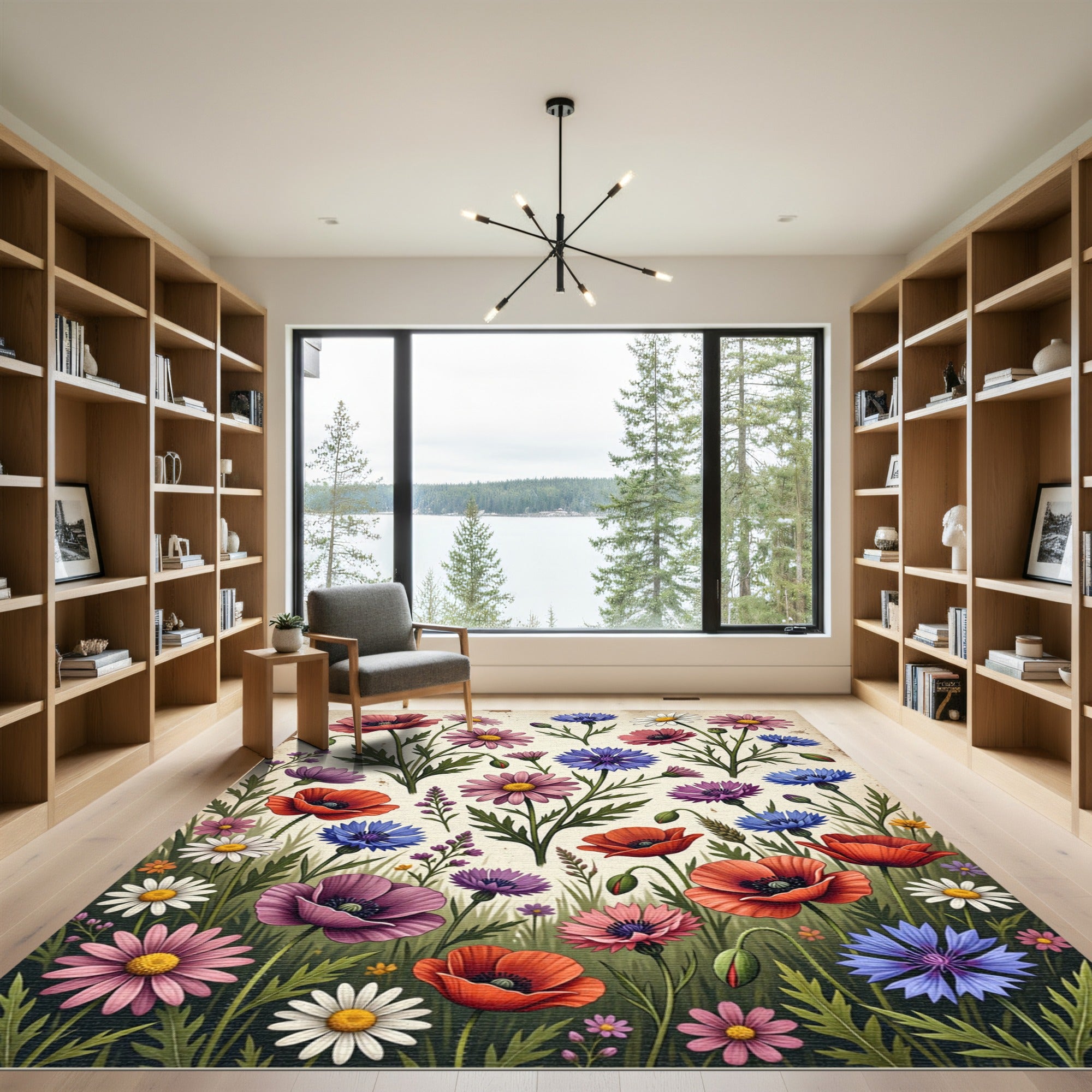 Vintage Wildflower Meadow Botanical Art Rug