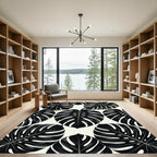 Monstera Leaf Black White Pattern Rug