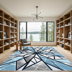 Ice Blue Geometric Shattered Crystal Rug