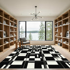 Monochromatic Geometric Grid Abstract Illusion Rug