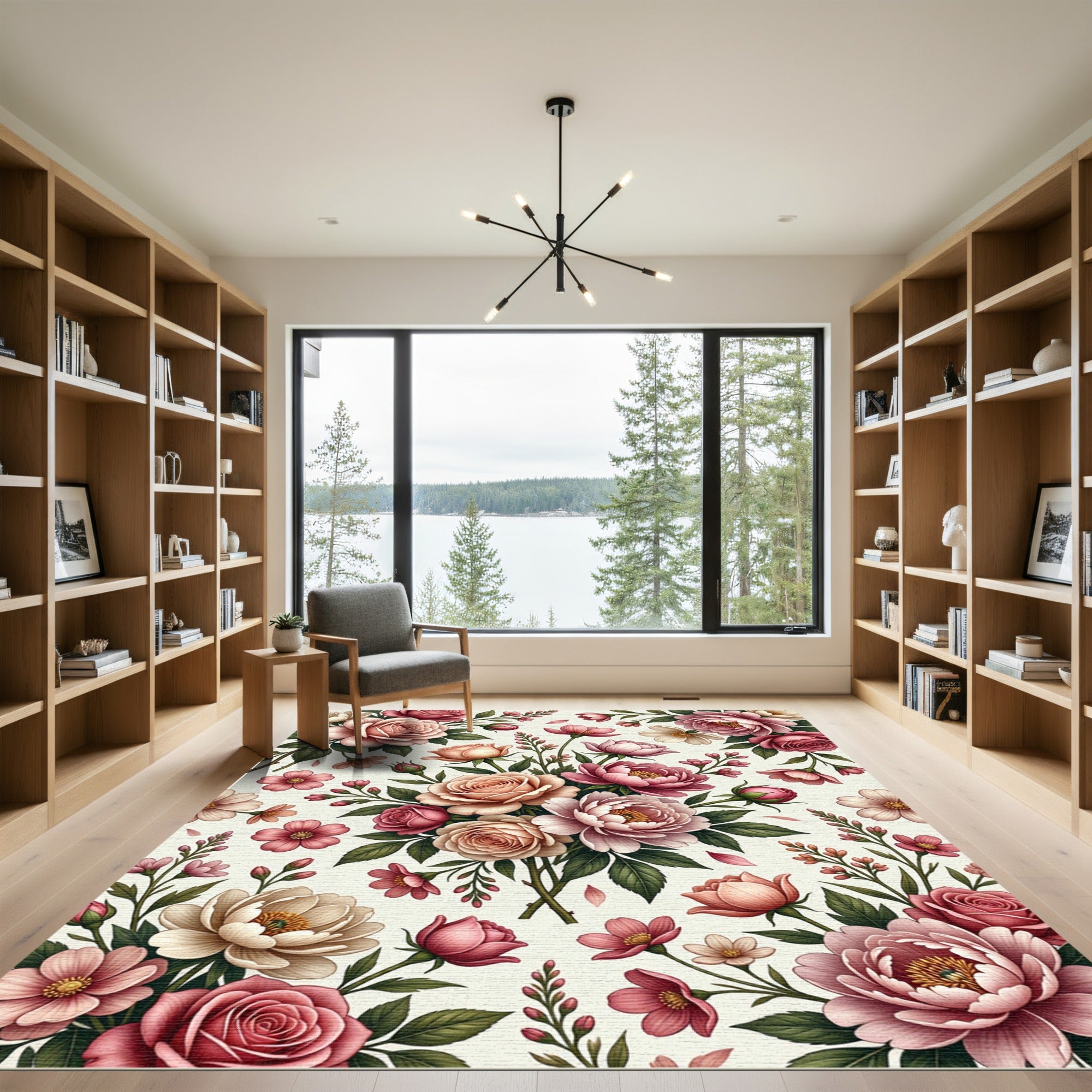 Vintage Pink Rose Blossom Garden Rug