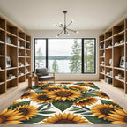 Lush Golden Sunflower Botanical Arrangement Rug