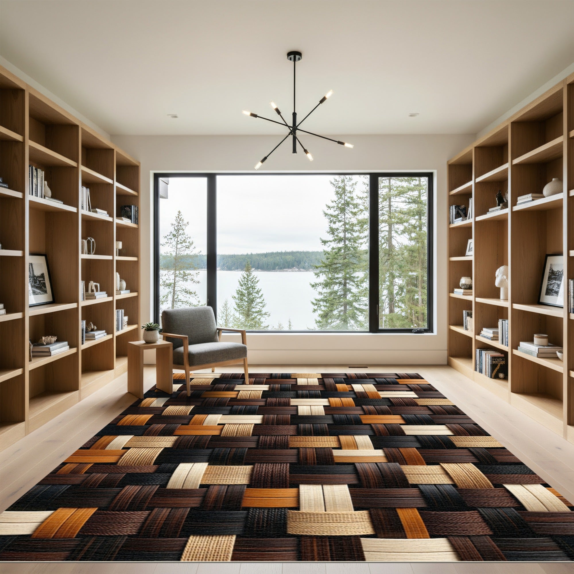 Woven Earth Tones Basketweave Rug