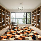 Terracotta Cream Cubist Architecture Rug