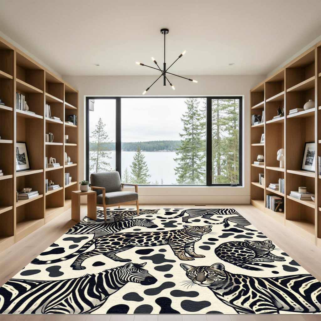 Leopard and Zebra Animal Fusion Rug