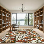 Whimsical Forest Mushroom and Wildflower Meadow Rug
