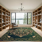 Ornate Emerald Floral Medallion Rug