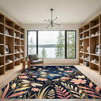 Luminous Firefly and Glowing Floral Field Rug