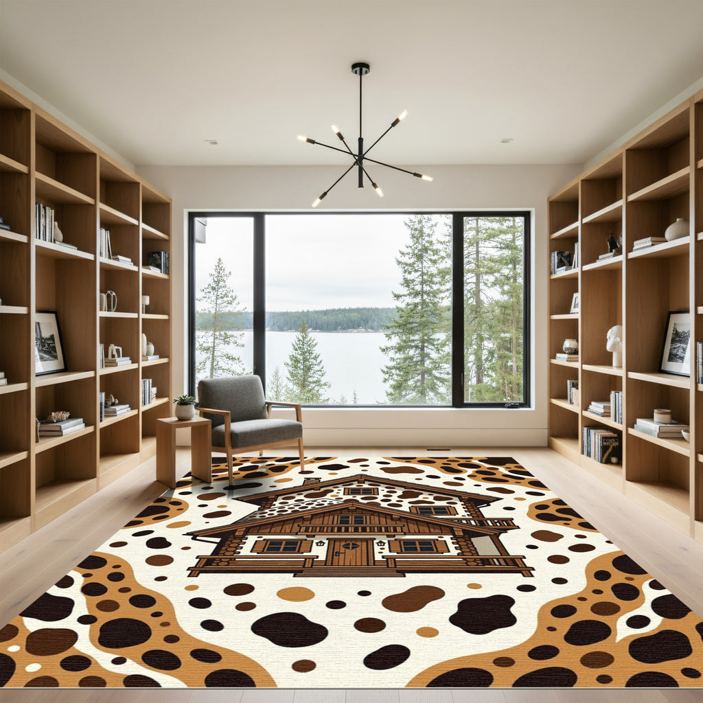 Whimsical Brown Spotted Alpine Chalet Rug