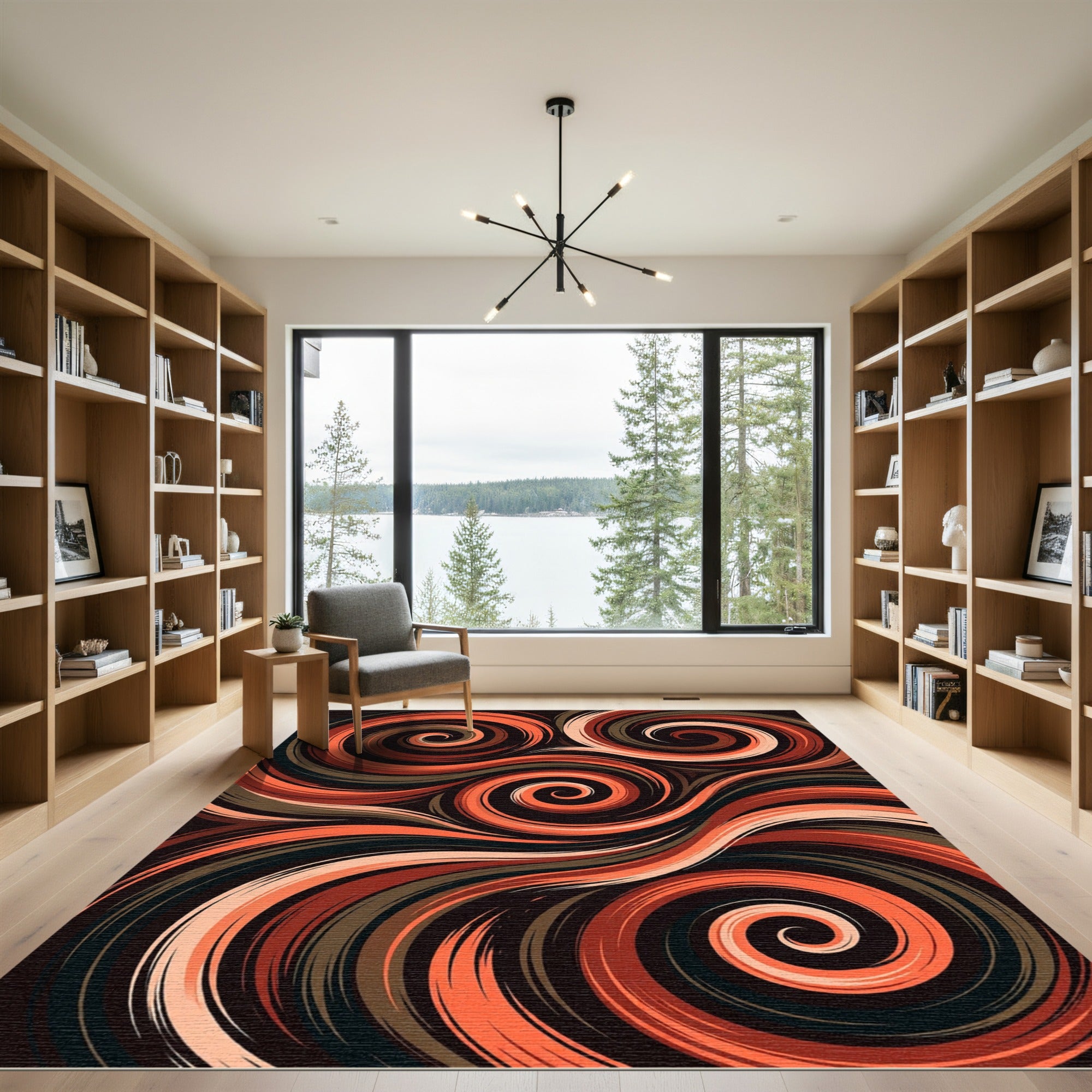 Abstract Copper Swirl Liquid Flow Rug