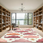 Celestial Blush Pink Cloud Starry Sky Rug