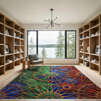 Radiant Gemstone Starry Kaleidoscope Medallion Rug
