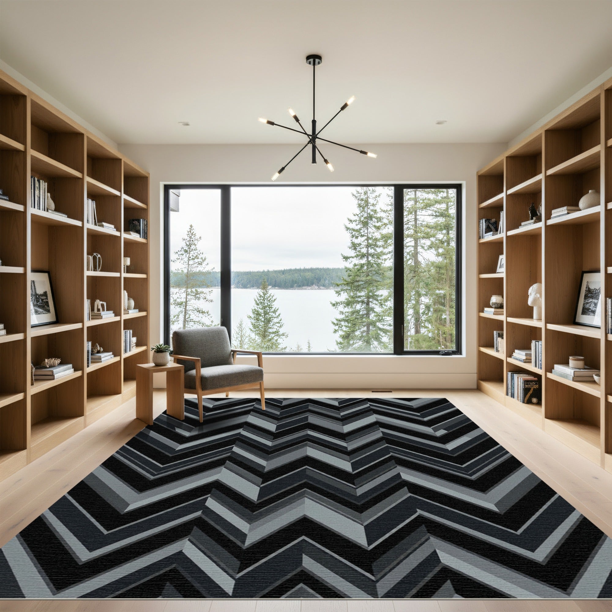 Monochromatic Chevron Geometric Rug