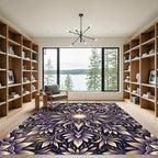 Radiant Amethyst Gold Floral Mandala Rug
