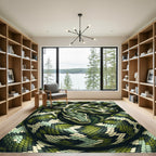 Coiled Emerald Forest Serpent Scale Rug