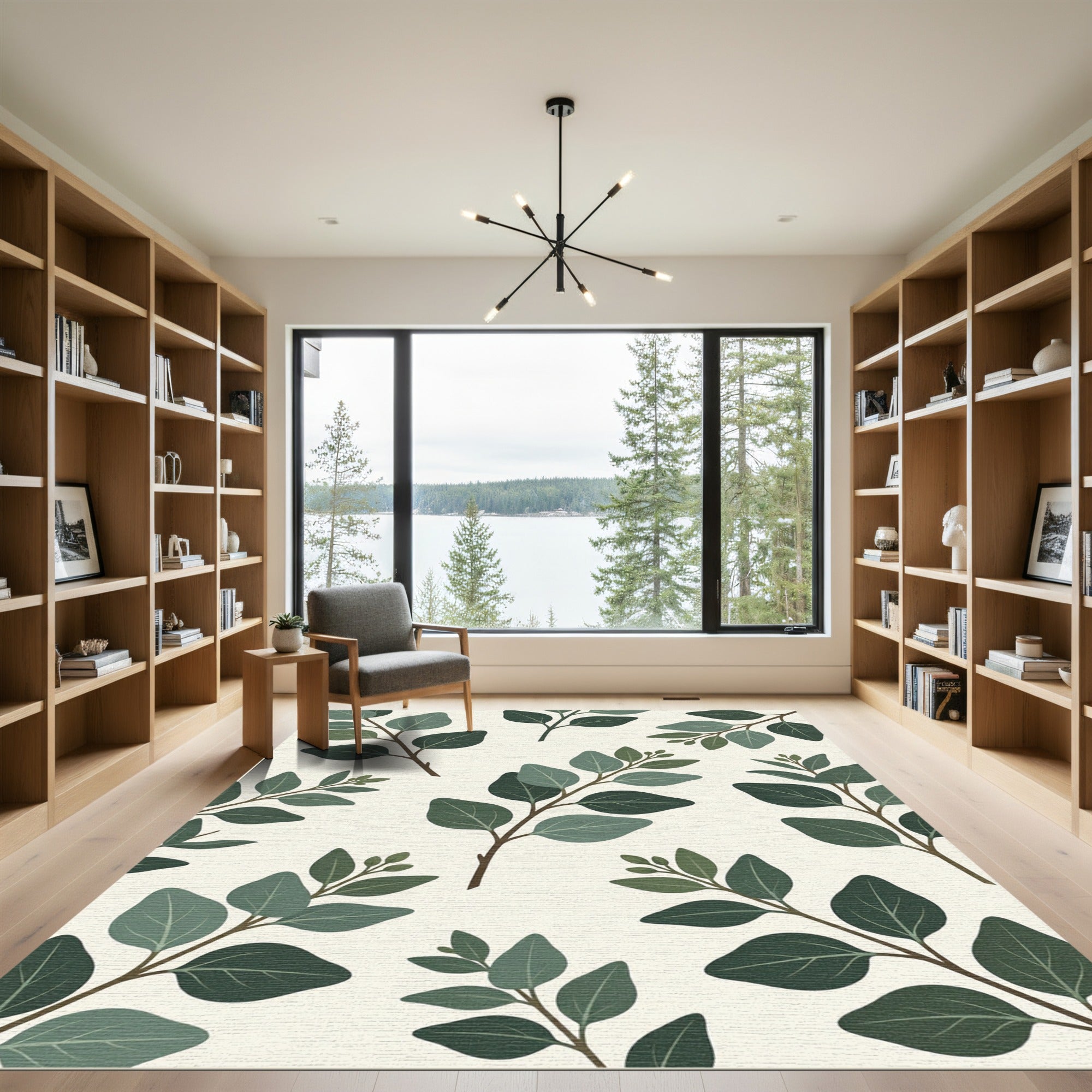 Eucalyptus Branches Green Leafy Arrangement Rug