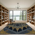 Isometric Golden Lattice Gray Archway Rug