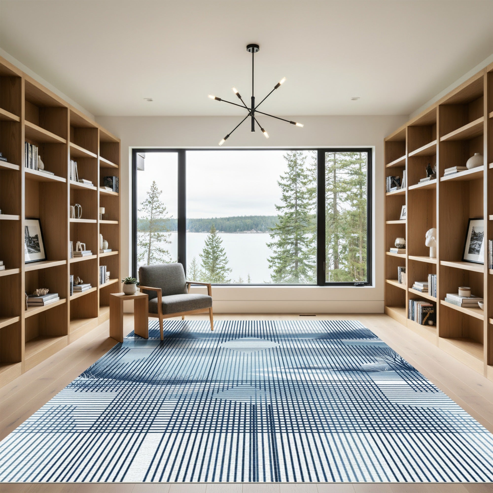 Indigo Winter Landscape Linear Rug