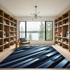 Modern Metallic Blue Blade Rug
