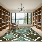 Sage and Olive Interlocking Quatrefoil Scroll Rug