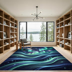 Radiant Aurora Borealis Celestial Wave Rug