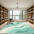 Ethereal Teal Swirl Paper Art Rug
